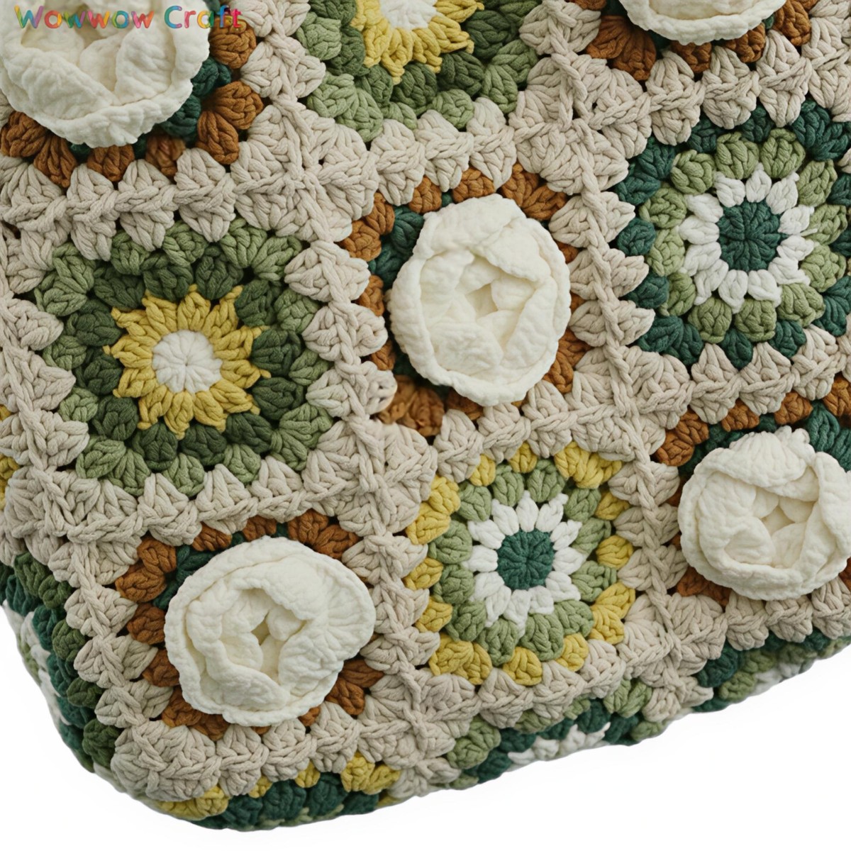 Shoulder Bags,Totes,Crochet Bags,Granny Square Tote crocheted with Snow Fairy Yarn - Beautiful Hand-Crocheted Shoulder Bag